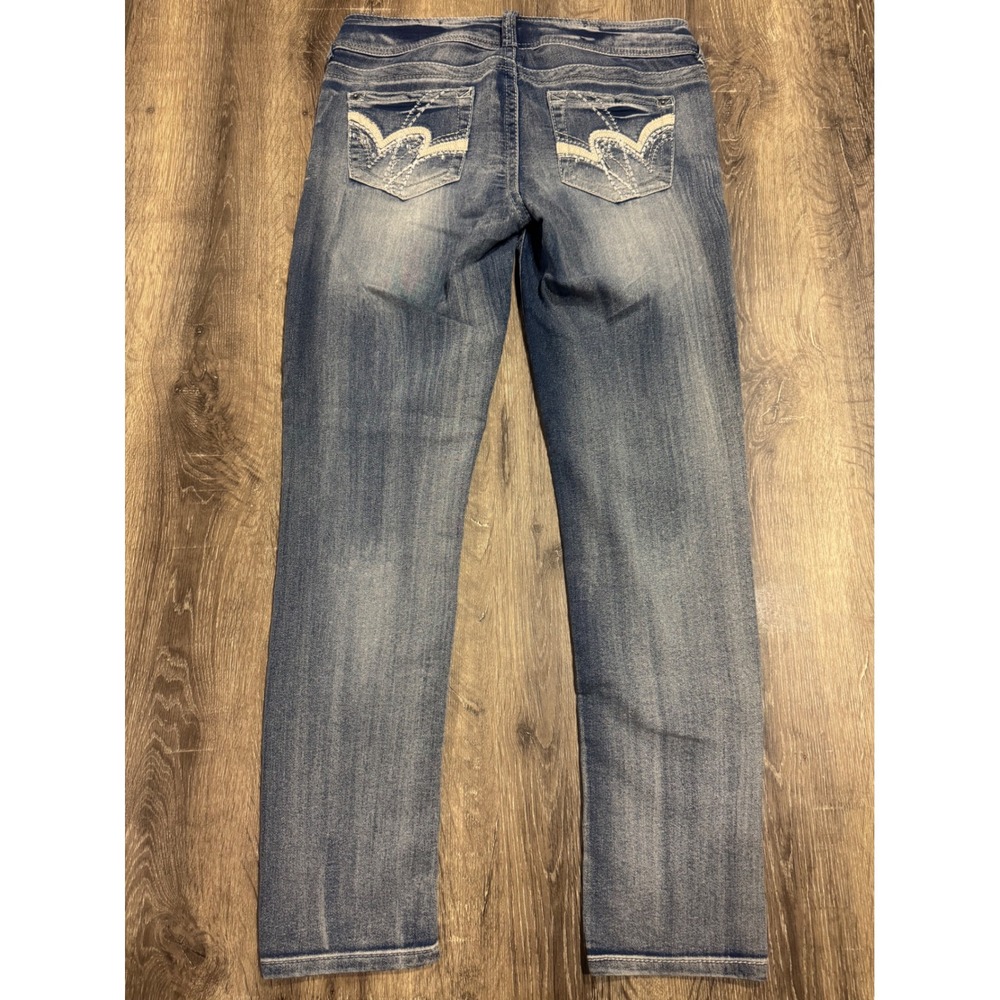 Bongo Womens Low Rise Skinny Jeans Size 7 Medium Wash Embroidered Pockets Y2K - Picture 9 of 9